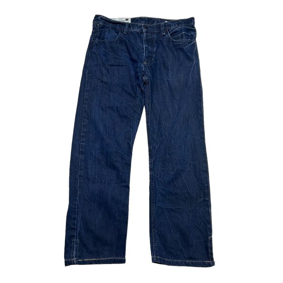 Gap 1969 Jeans Mens 32 X 28 Morrison Straight Leg Button Fly Dark Wash Denim - Picture 1 of 12